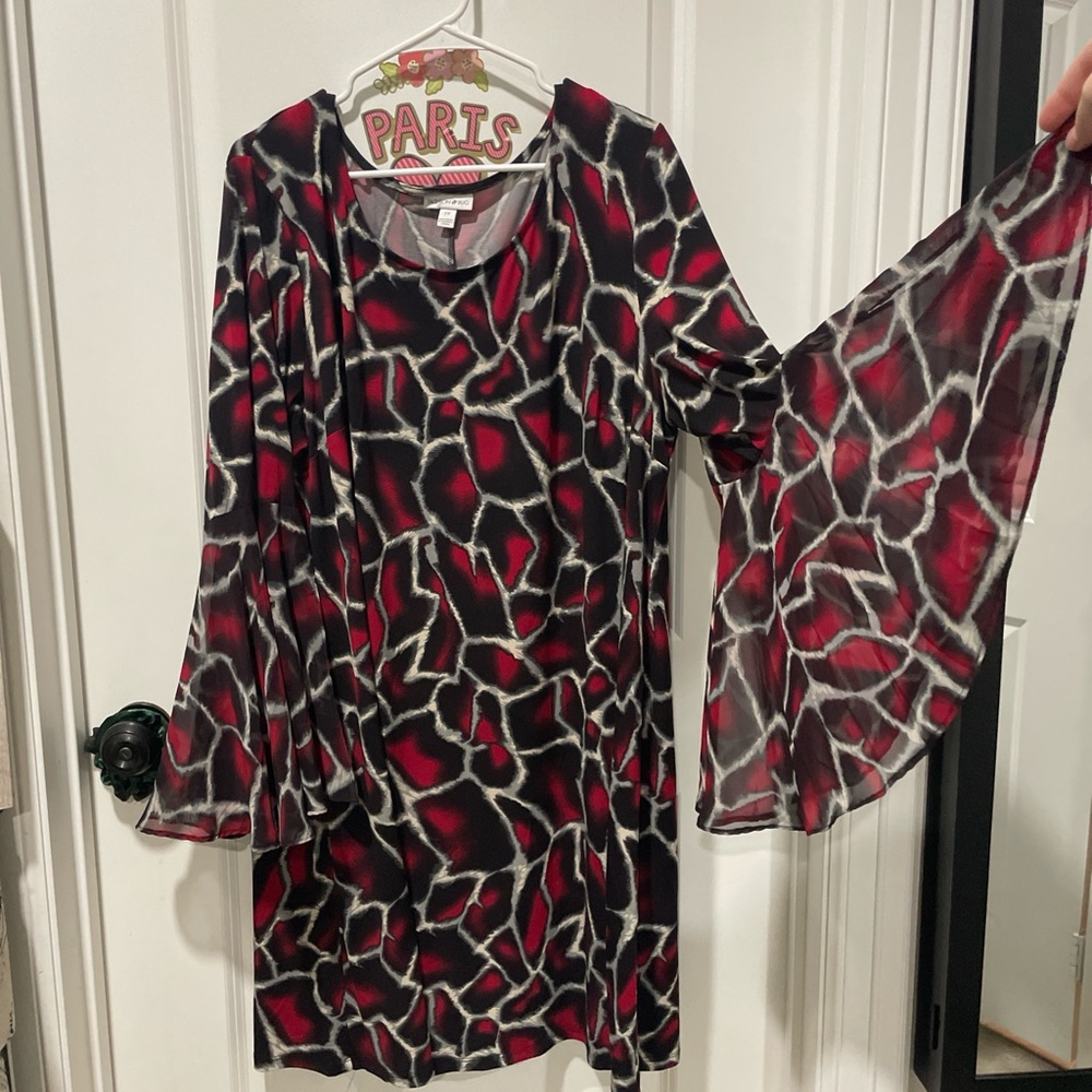 2X SUPER STRETCHY Red and black animal print dress
